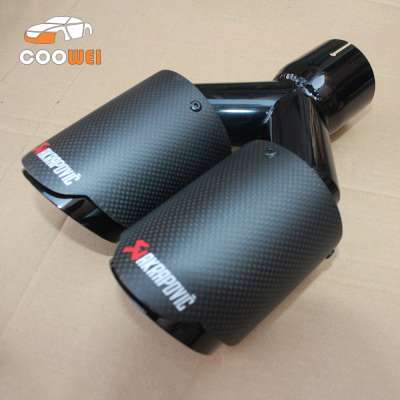 New style Akrapovic Universal Stainless Steel dual exhaust pipe carbon fiber universal exhaust tips